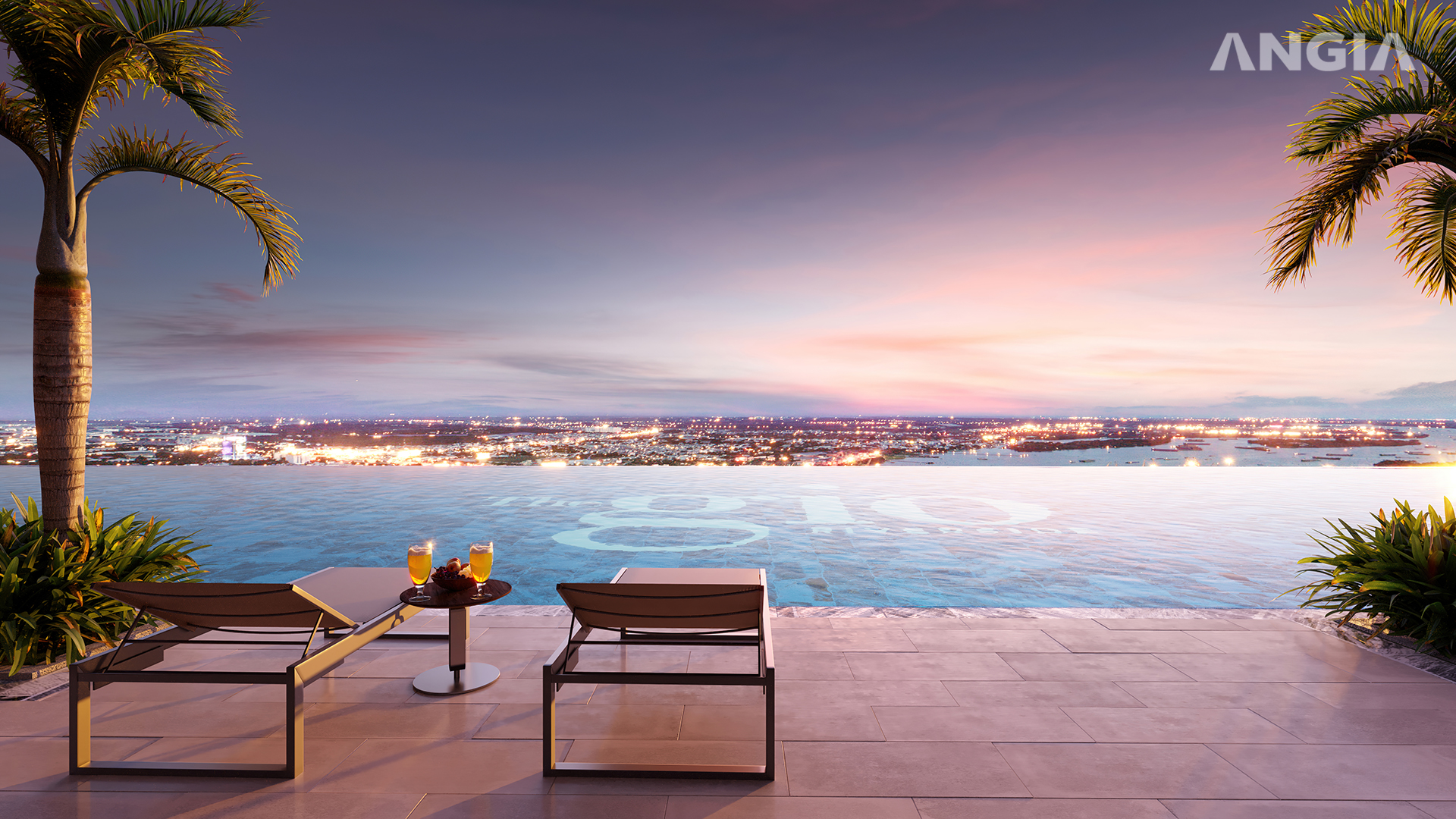 Hồ bơi vô cực hoàng hôn The Gió Riverside